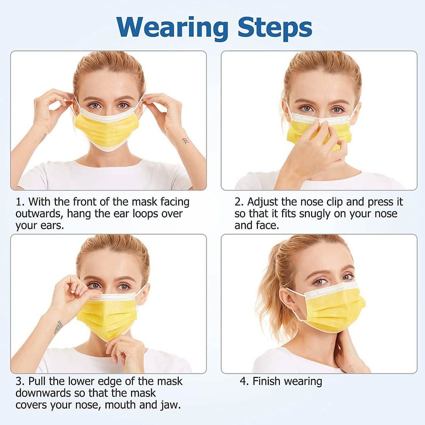 3-Ply Non-Woven Cup Dust Disposable Face Masks with Elastic Earloop DailySale
