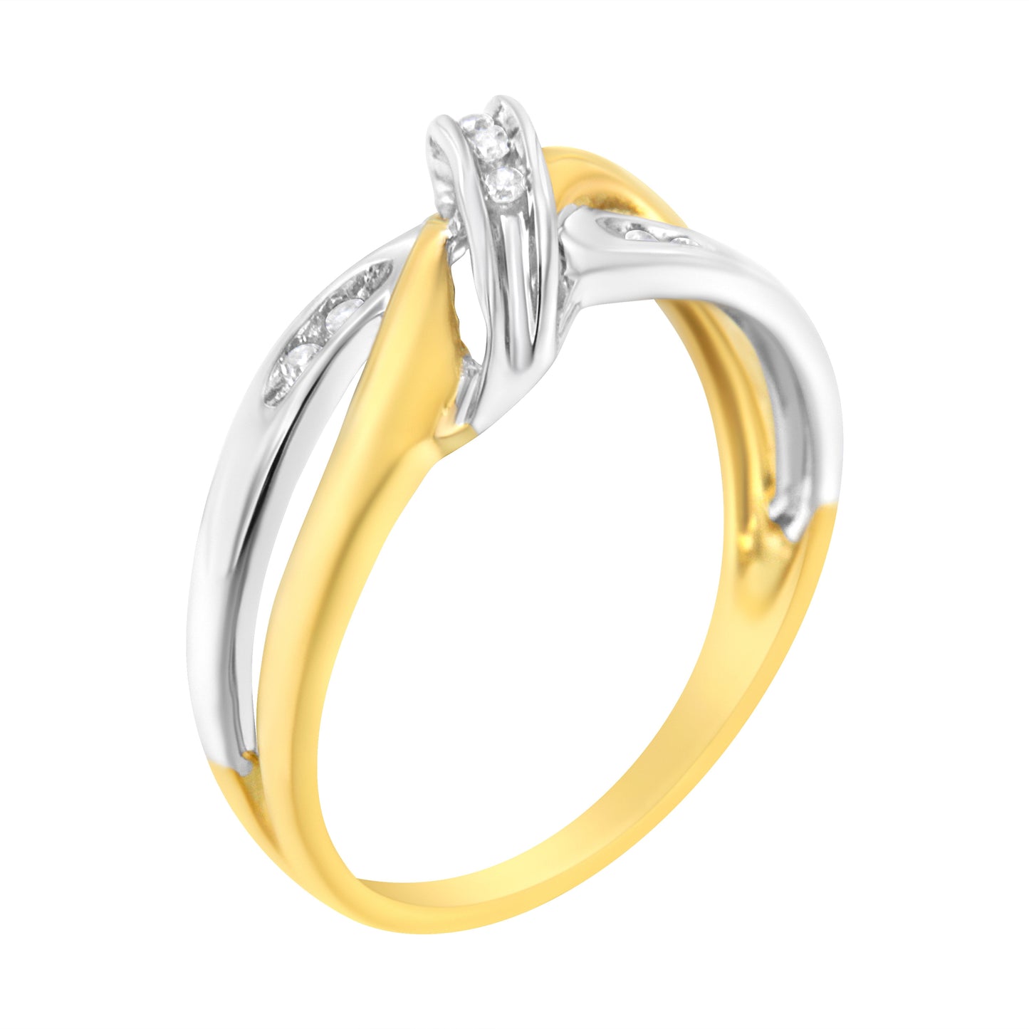 10K Yellow and White Gold 1/20 Cttw Round-Cut Diamond Bypass Ring (I2 Color, I-J Clarity) Bids.com