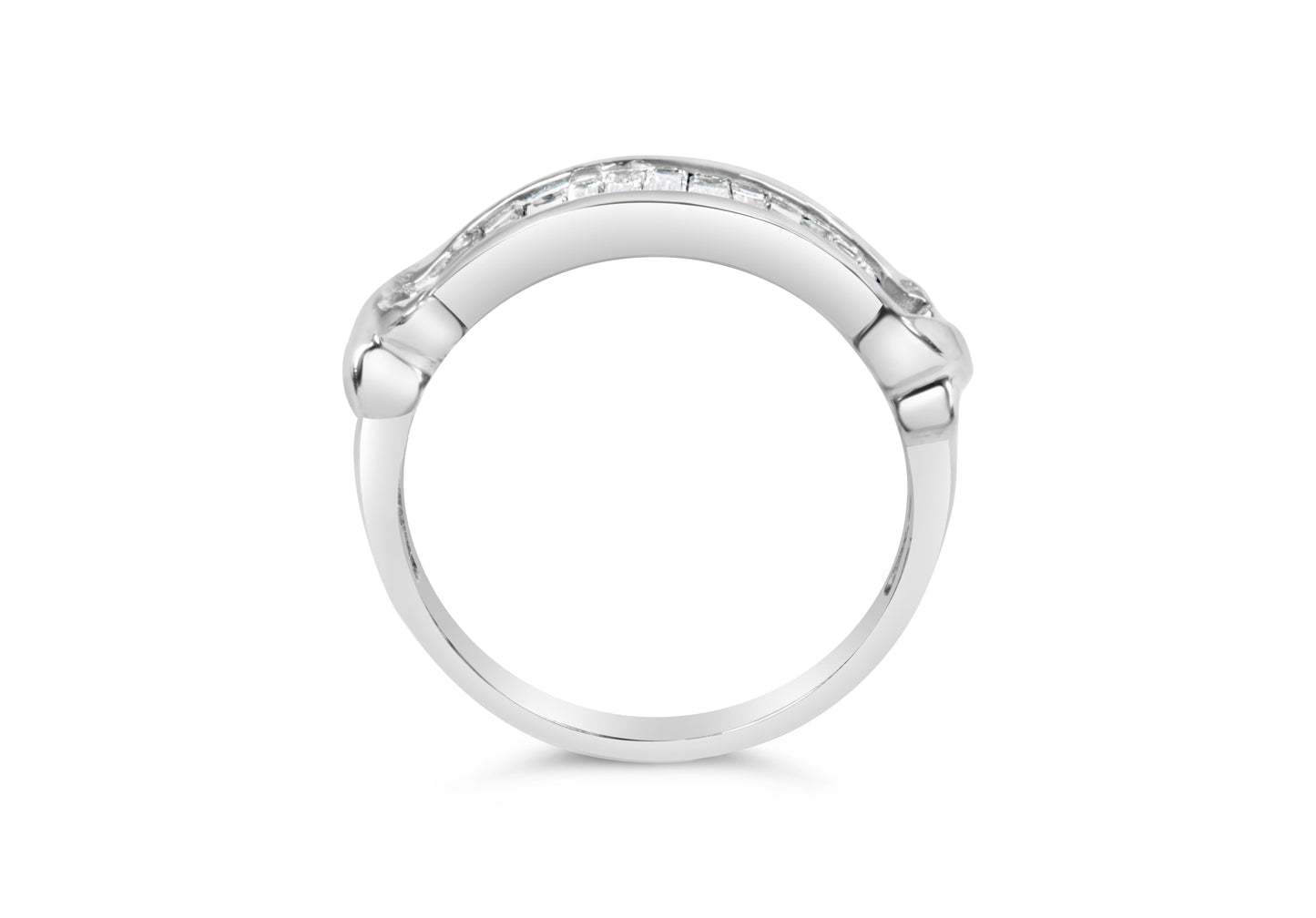 .925 Sterling Silver 1/2 Cttw Baguette Cut Diamond Channel Set X-Station Wedding Ring (H-I Color, I1-I2 Clarity) - Size 6-1/2 Bids.com