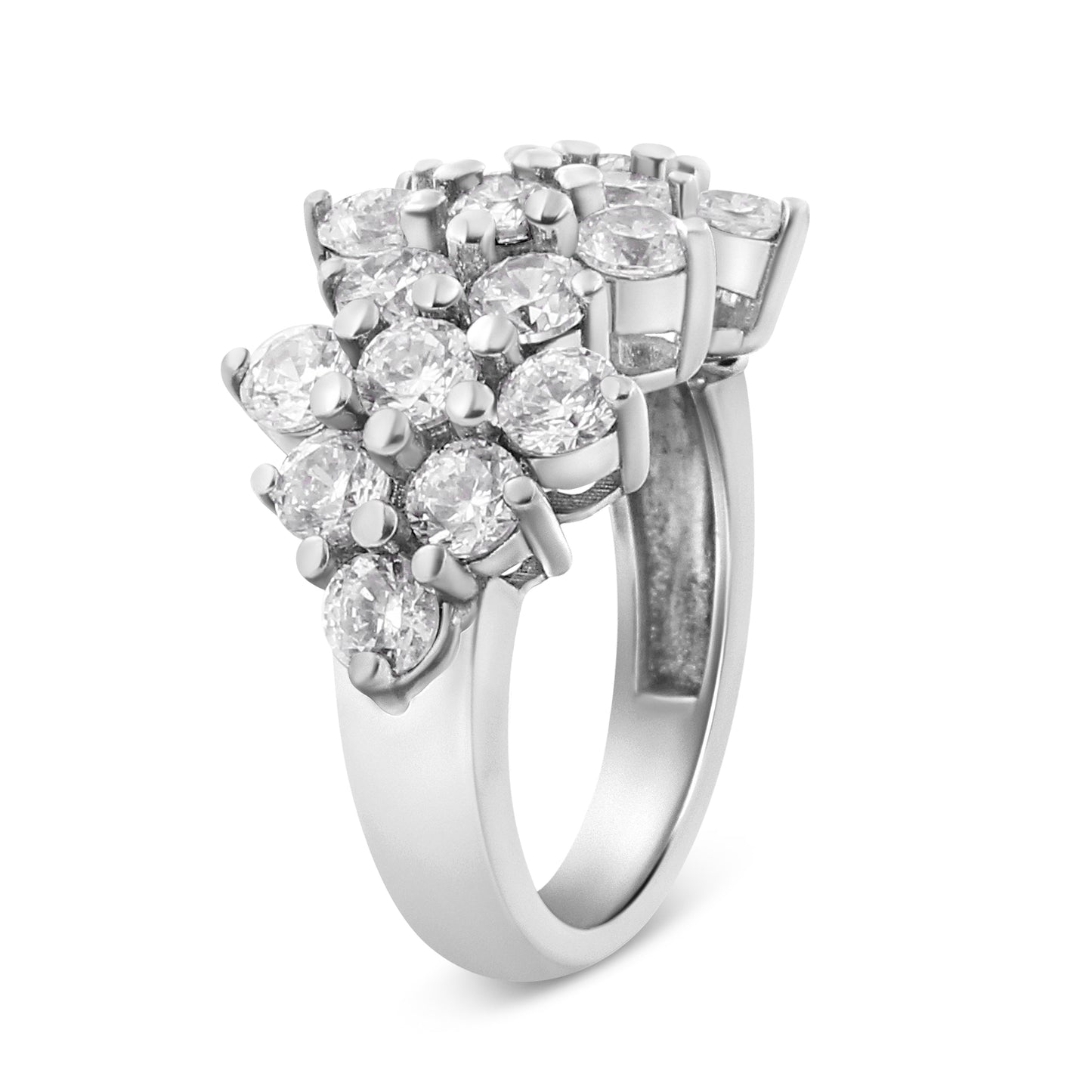 14K White Gold 4.0 Cttw Diamond Multi Row Scatter Band Ring (I-J Color, I1-I2 Clarity) - Size 7 Bids.com