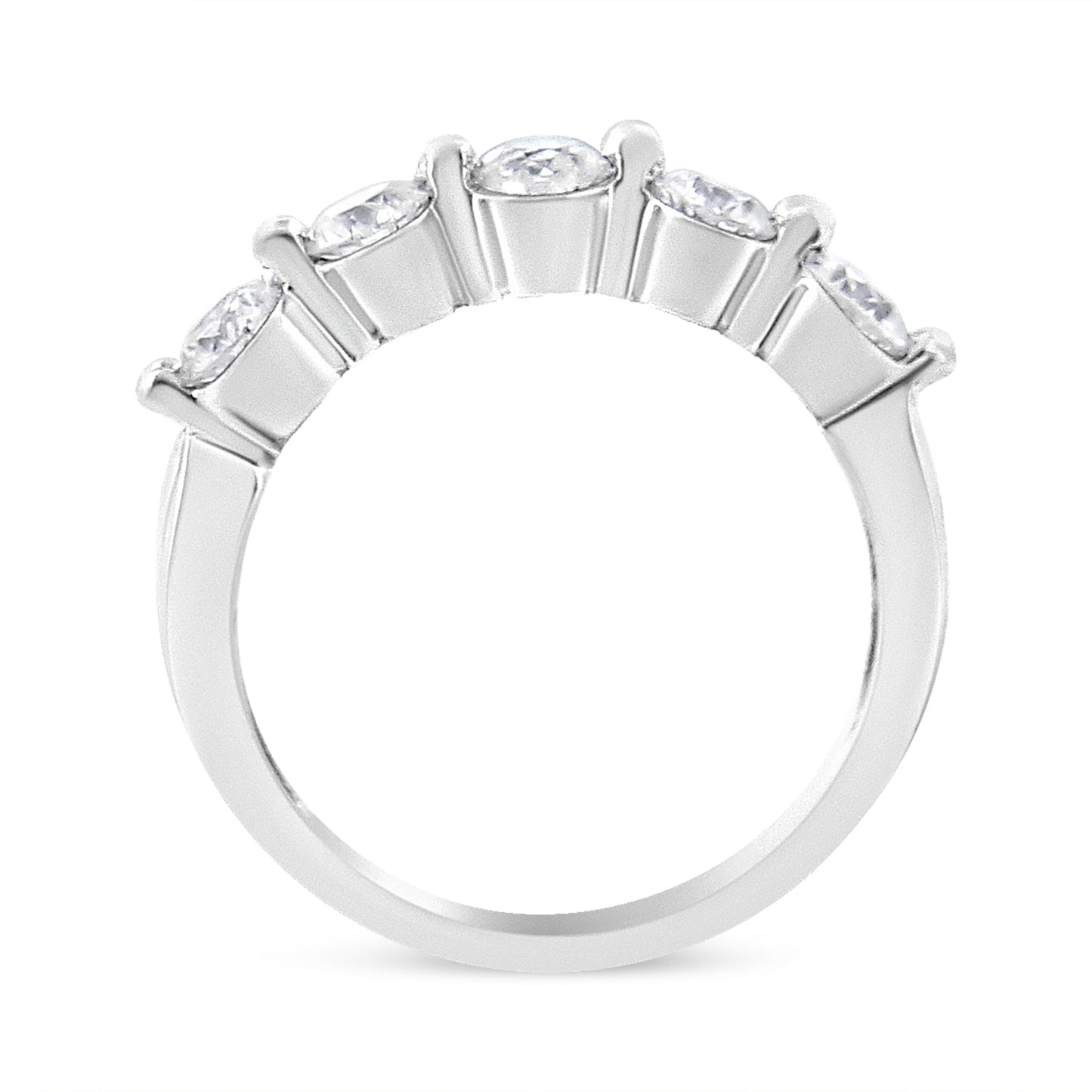 14K White Gold 1.00 Cttw Brilliant Round Cut Diamond 5-Stone Band Ring (H-I Color, SI2-I1 Clarity) - Ring Size 7 Bids.com