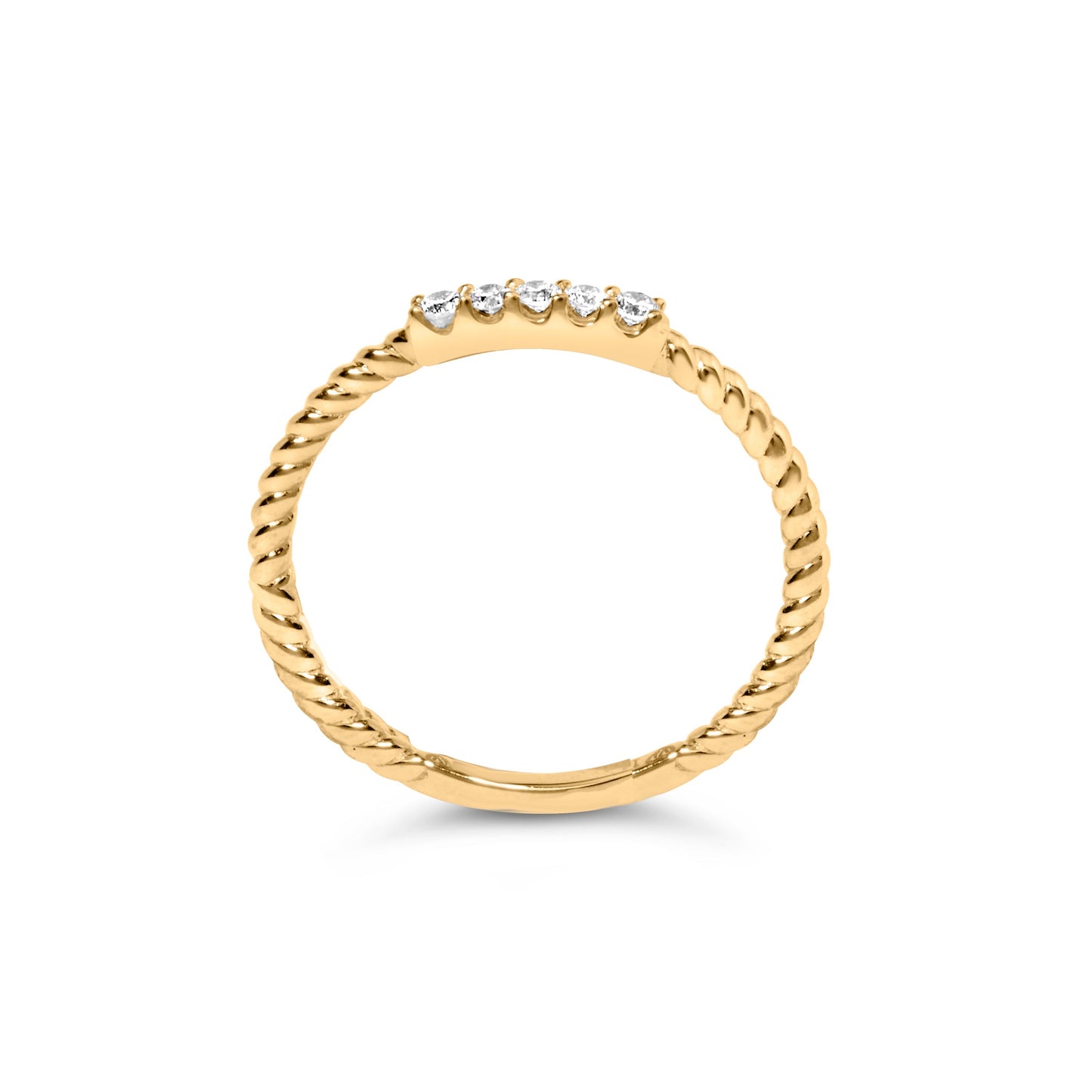 10K Yellow Gold 1/10 Cttw Diamond 5 Stone Braided Shank Band Ring (I-J Color, I2-I3 Clarity)- Ring Size 6 Bids.com