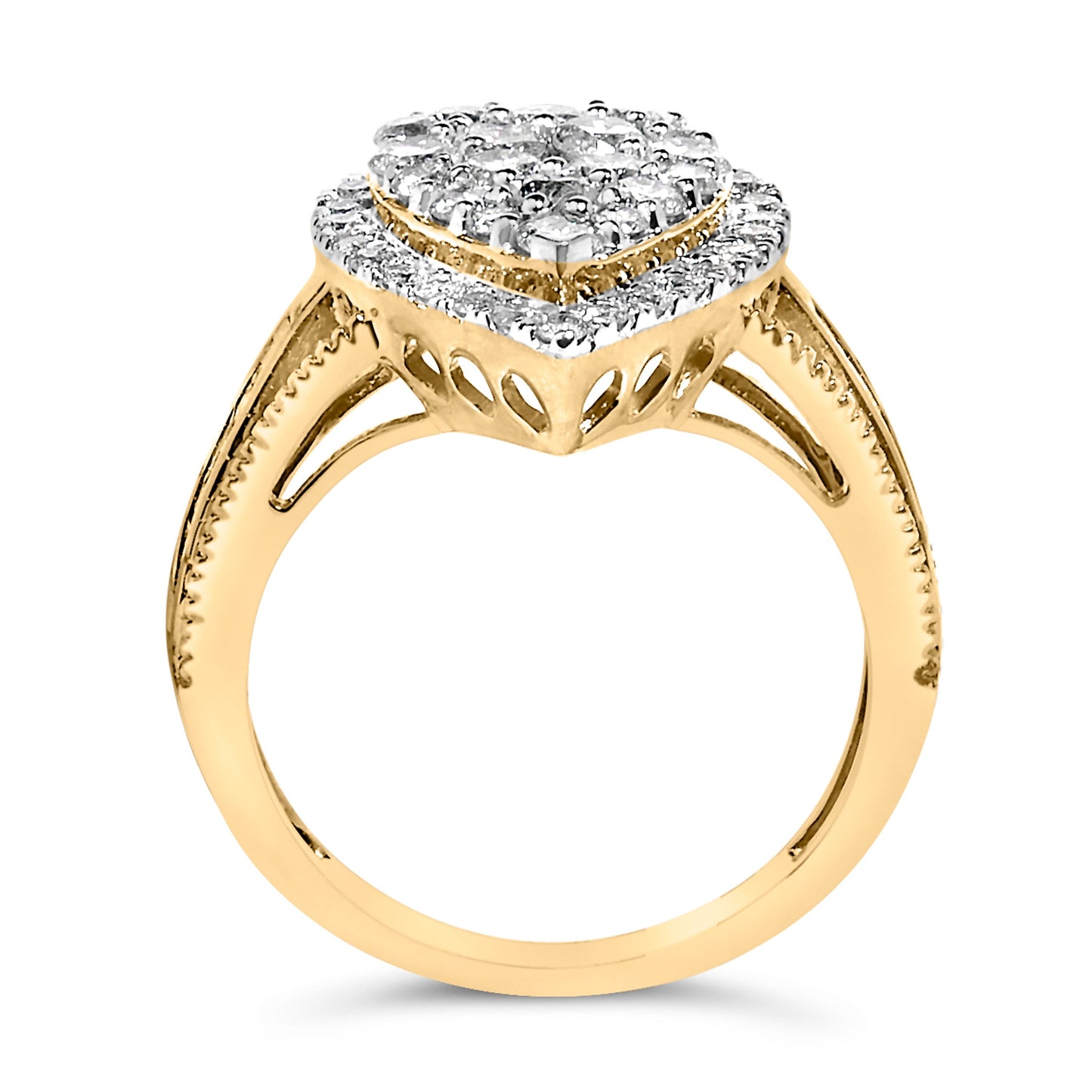10K Yellow Gold Plated .925 Sterling Silver 1 1/2 Cttw Round-Cut Diamond Cocktail Ring (I-J Color, I1-I2 Clarity) - Size 7 Bids.com