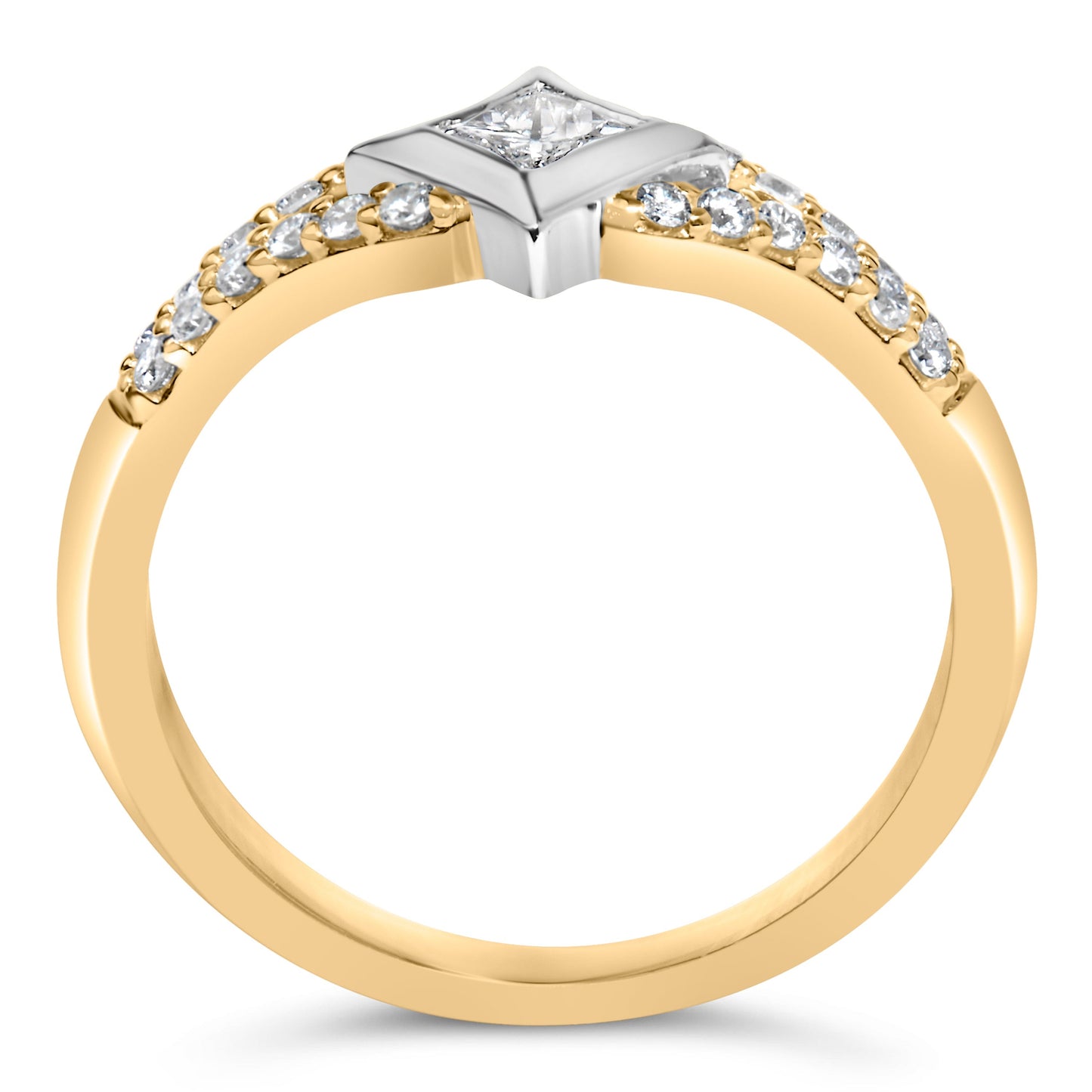 10K Two Tone Color 1/2 Cttw Diamond Kite and Split Shank Ring (H-I Color,SI2-I1 Clarity) Bids.com