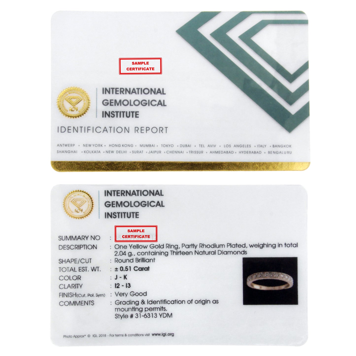 IGI Certified 1/2 Cttw Diamond 10K Yellow Gold Prong Set Beaded Milgrain Band Style Ring (J-K Color, I2-I3 Clarity) - Size 7 Bids.com