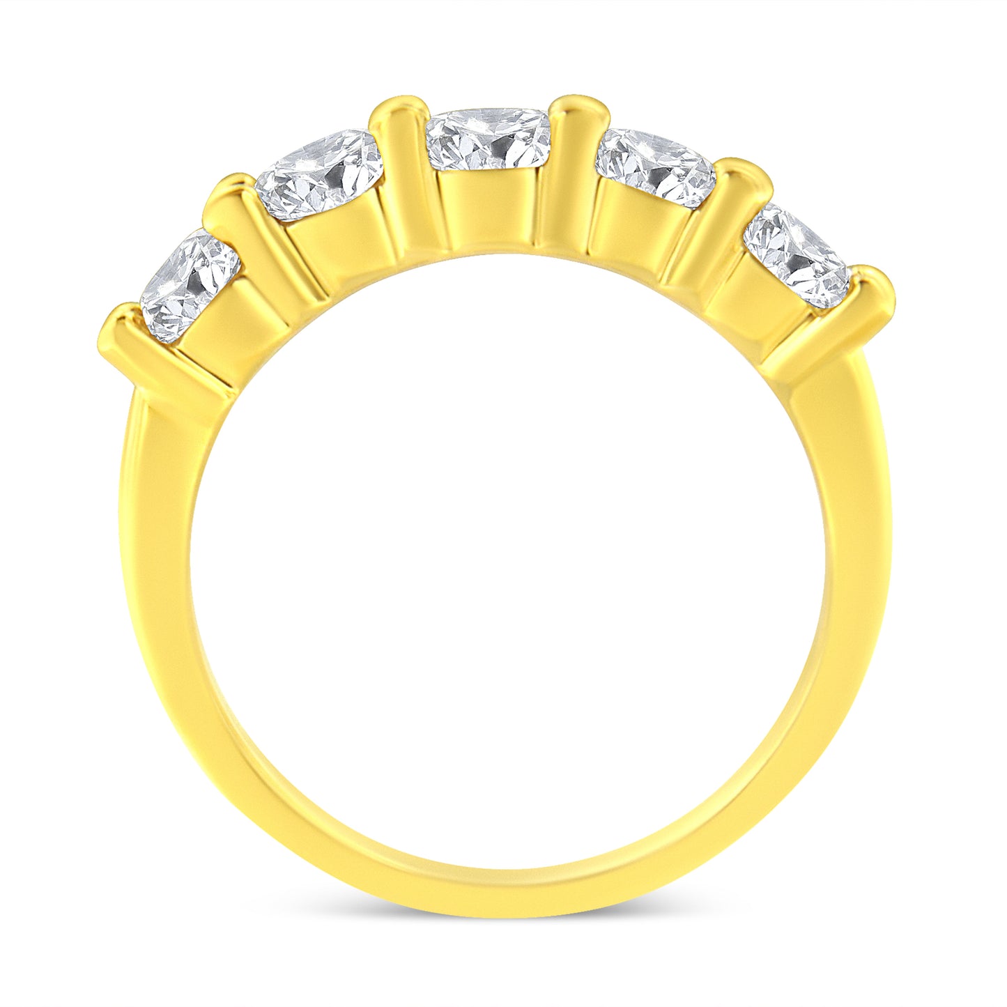 14K Yellow Gold Plated .925 Sterling Silver 1 1/2 Cttw Shared Prong Set Brilliant Round-Cut Diamond Anniversary or Wedding Band Ring (K-L Color, SI2-I1 Clarity) - Size 7 Bids.com