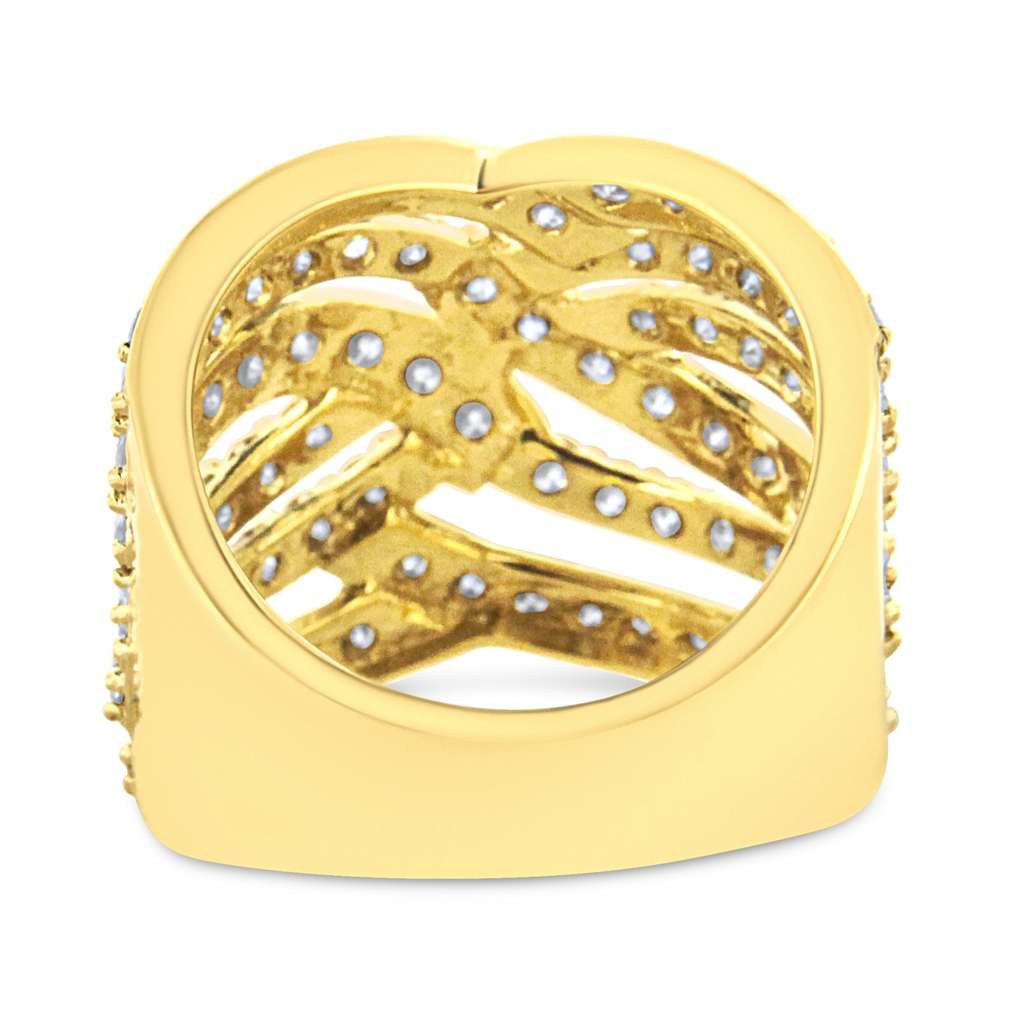10K Yellow Gold 3.00 Cttw Diamond Multi Row Bypass Wave Cocktail Band Ring (J-K Color, I1-I2 Clarity) - Size 7 Bids.com