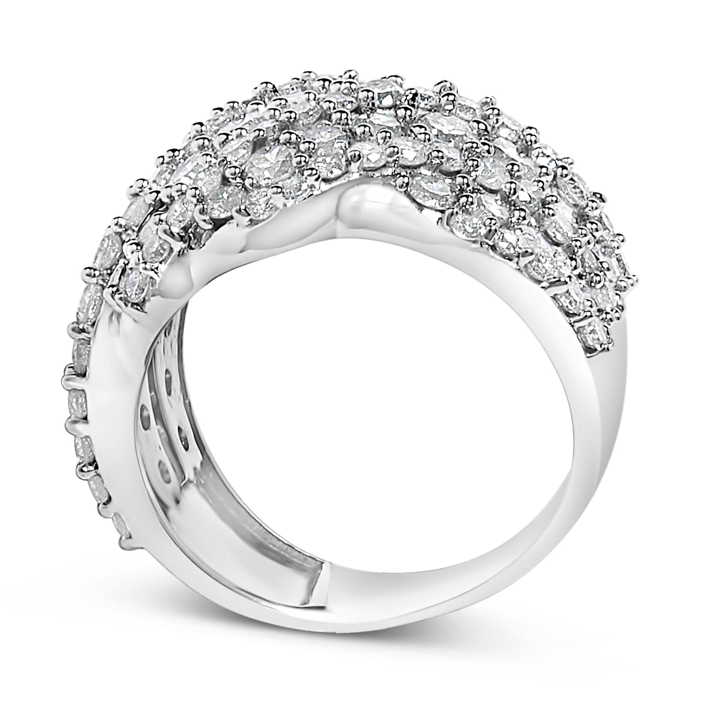 10K White Gold 3.00 Cttw Diamond Multi Row Cluster Band Ring (I-J Color, I3 Clarity) - Size 7 Bids.com