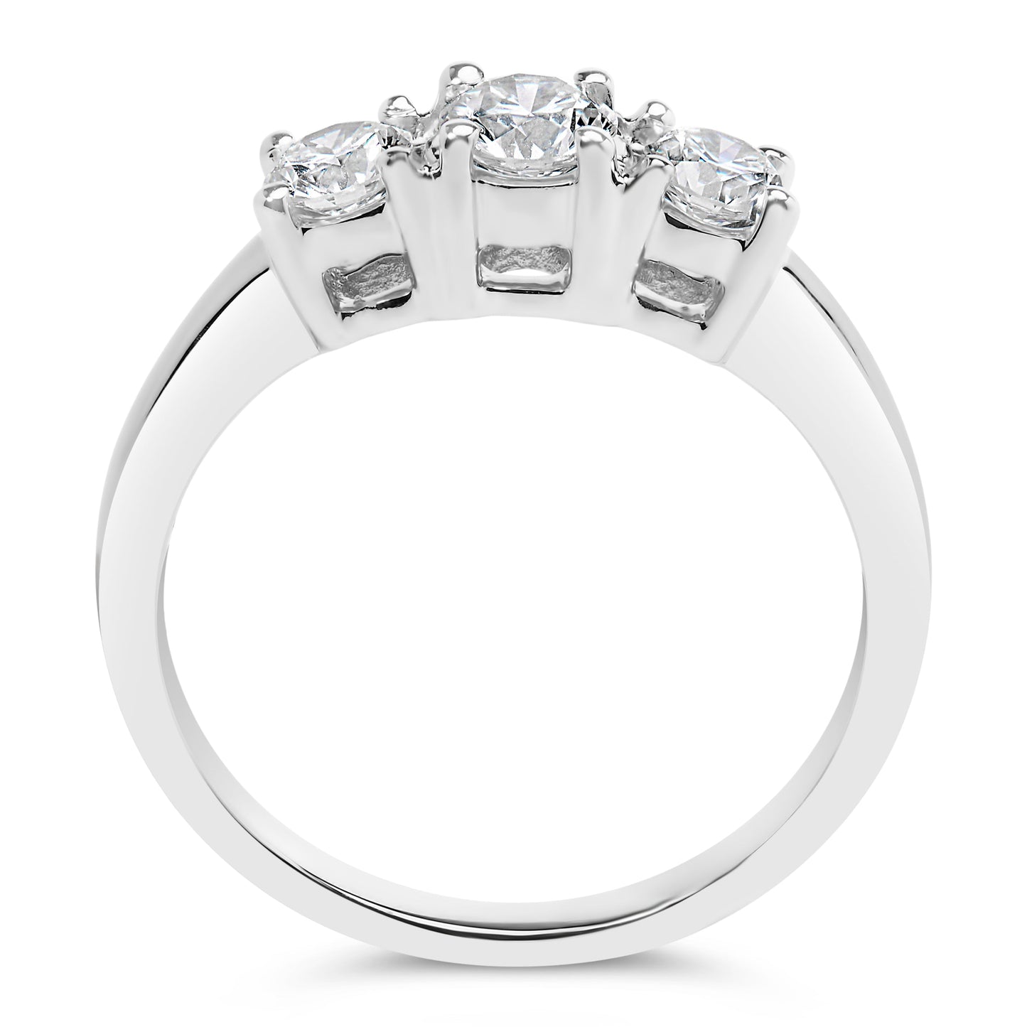 14K White Gold 3/4 Cttw Lab Grown Diamond 3 Stone Ring Band (F-G Color, VS2-SI1 Clarity)- Size 7 Bids.com