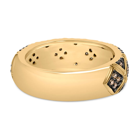 10K Yellow Gold Plated .925 Sterling Silver 3/8 Cttw Champagne Diamond Geometric Style Band Ring - Size 7 Bids.com