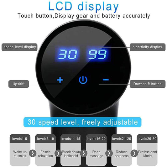 30 Speed Deep Tissue Ultra-Quiet Muscle Massage Gun with 7 Heads DailySale