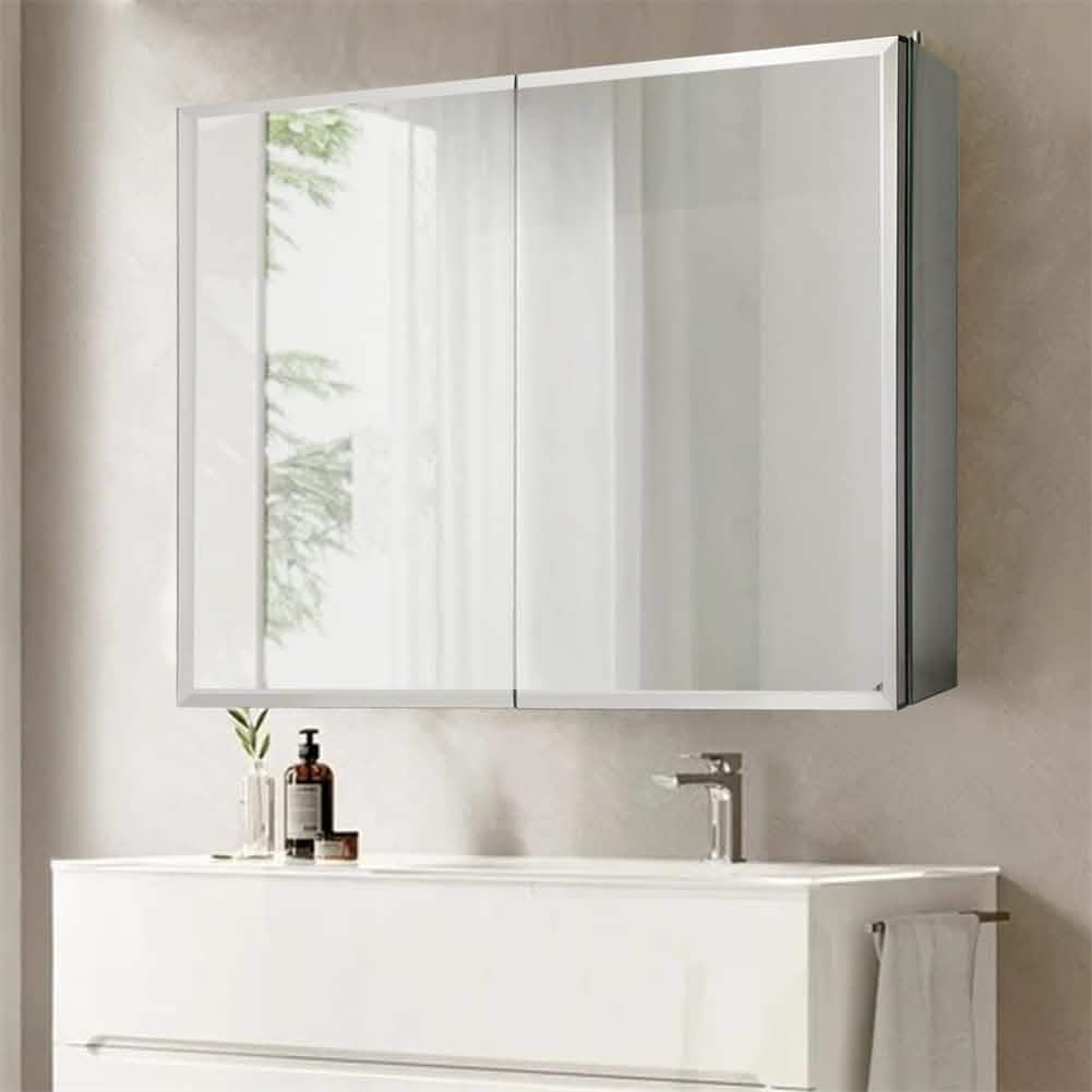 30" W X 26" H Aluminum Bathroom Mirror Medicine Cabinet with Dual Mirrors DailySale
