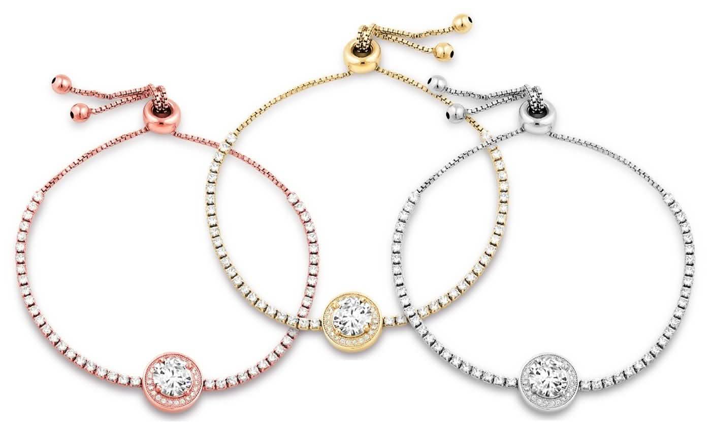 3.00 CTTW Adjustable Halo Tennis Bracelet - Assorted Colors DailySale