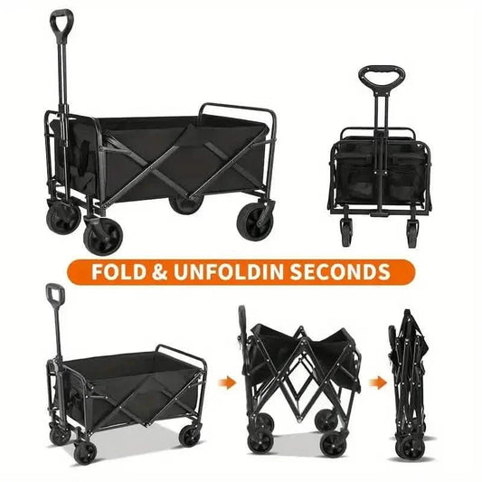 Heavy Duty Utility Portable Foldable Outdoor Beach Garden Wagon Cart with 360° All Terrain Wheels DailySale