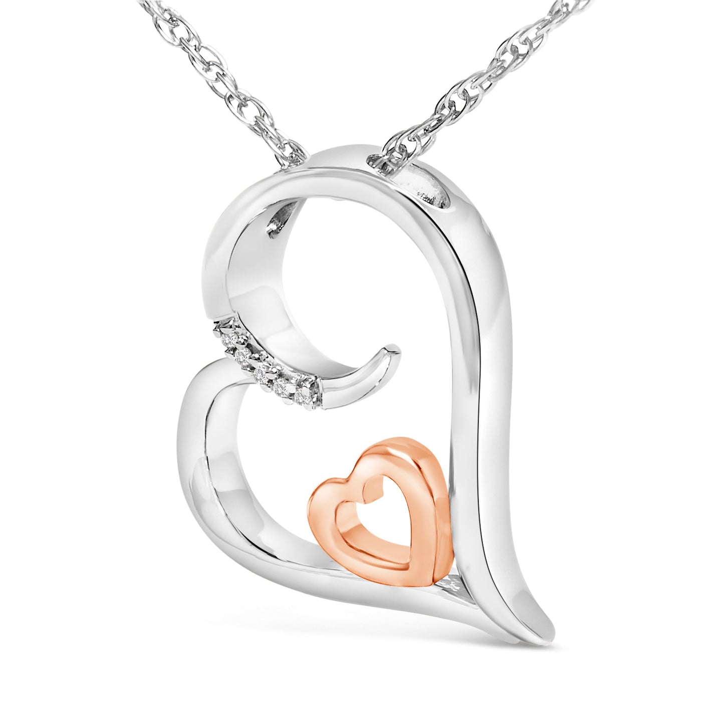 14K Rose Gold Plated Sterling Silver Diamond Accent Heart Pendant Necklace Bids.com