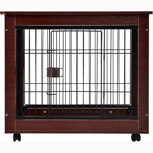 31-Inch Furniture Style Pet Dog Crate Cage with Wooden Structure DailySale