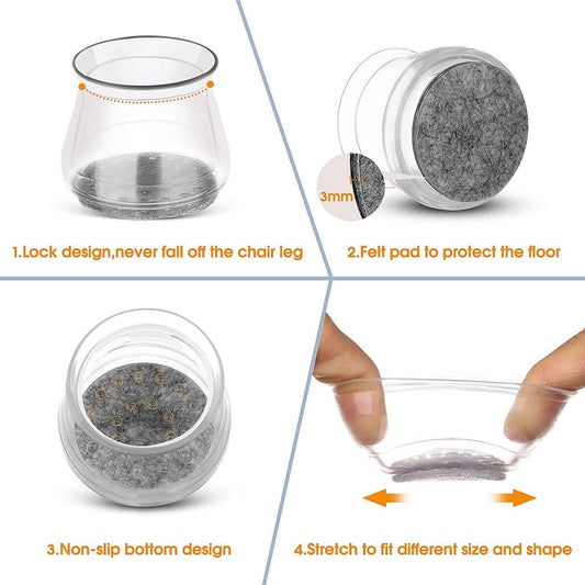 32-Piece: Clear Chair Leg Floor Protectors DailySale