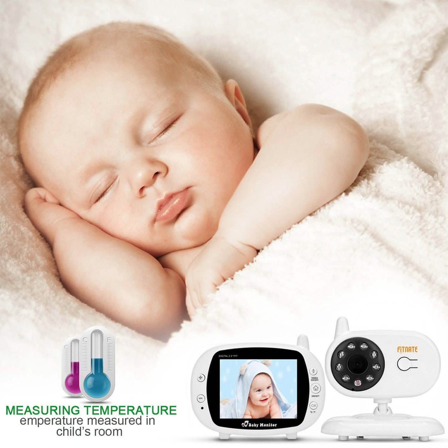 3.5" Audio Video Baby Monitor Wireless Digital Camera Night Vision Safety Viewer DailySale