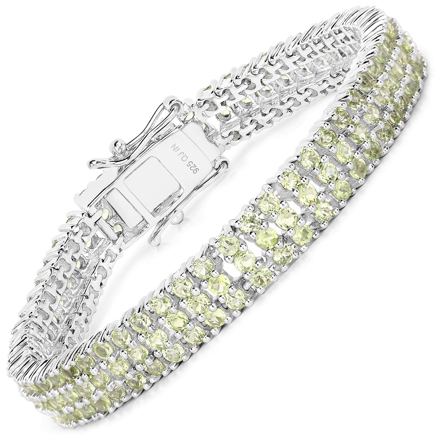11.97 Carat Genuine Peridot .925 Sterling Silver Bracelet Bids.com