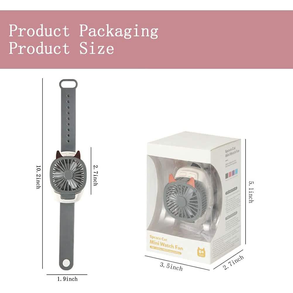 360°Rotation Kids Portable Wrist Strap Mini Watch Hand Held Fan Cat Design DailySale
