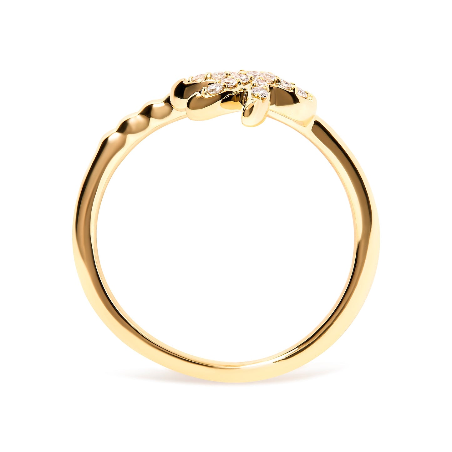 10K Yellow Gold 1/10 Cttw Diamond Palm Tree Statement Ring (H-I Color, I1-I2 Clarity) - Ring Size 7 Bids.com