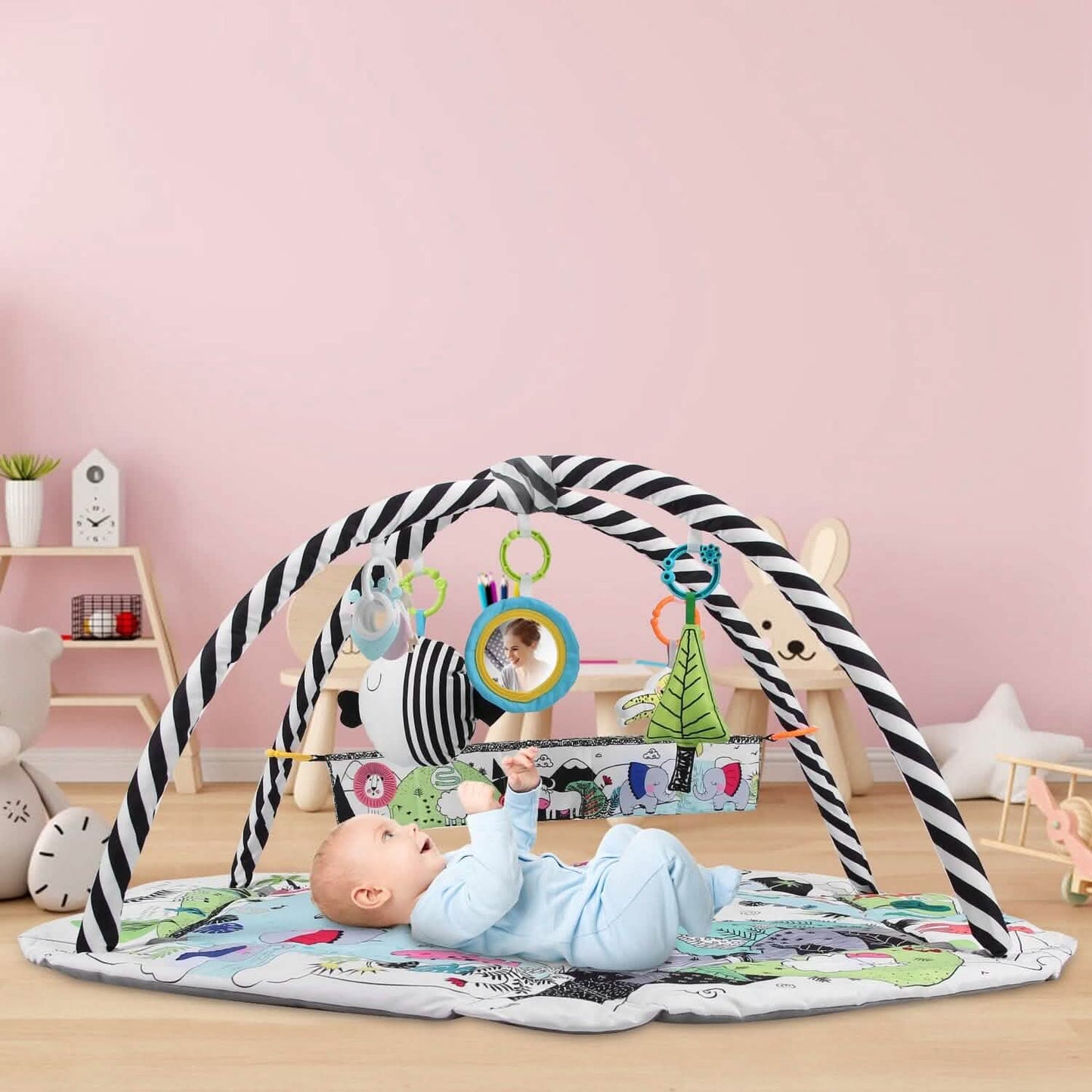 4-in-1 Baby Gym Play Mat Ball Pit with Pillow 18 Balls 9 Toys for 0-3 Years Old DailySale