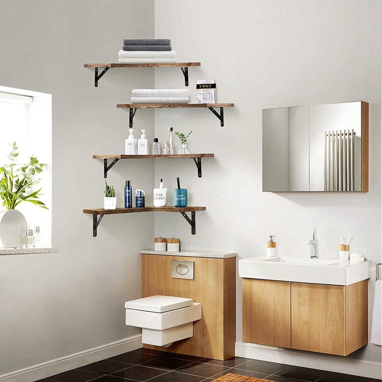 4-Pack: Corner Floating Shelf Wall Mount Display Storage DailySale