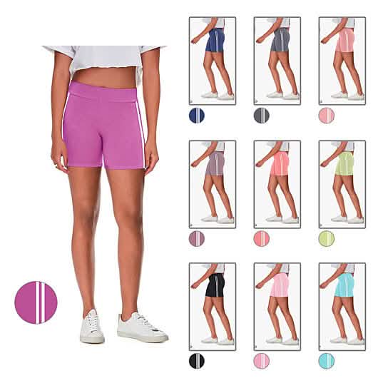 4-Pack: Women's Ultra-Soft Stretchy Athletic Workout Yoga Shorts with Stripes DailySale