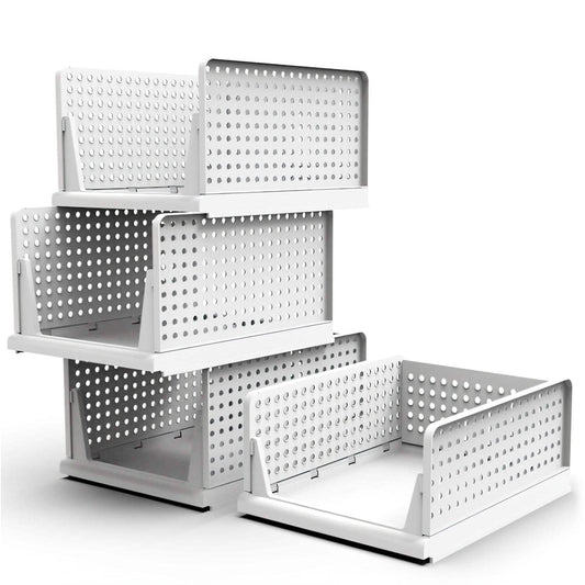 4-Packs: Plastic Storage Box Closet Organizer Foldable Storage with Slide Rail Push-Pull DailySale