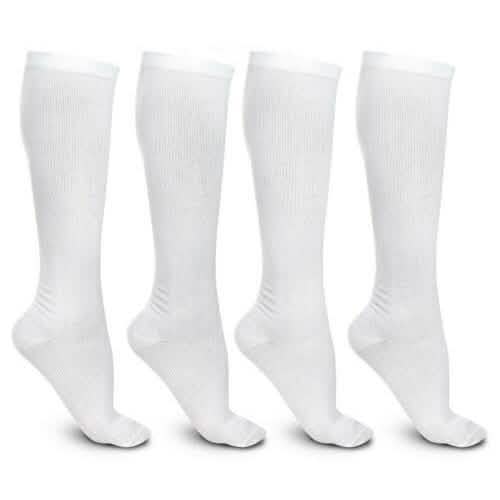 4-Pairs: White L/XL Compression Socks Running Sports Graduated Travel DailySale