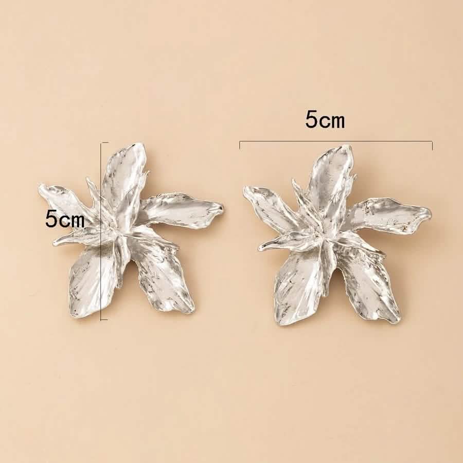 4-Pairs: Women's Textured Metal Flower Design Stud Earrings DailySale