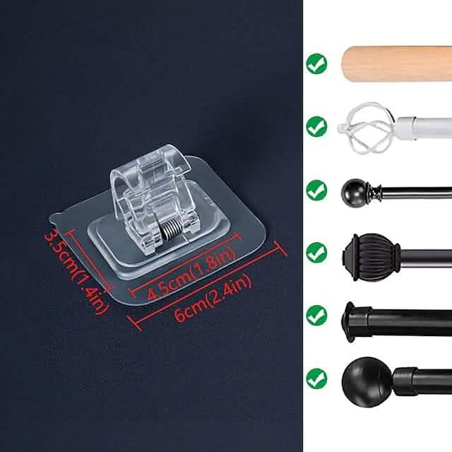 4-Piece: No Drill Curtain Rod Hook Holder DailySale