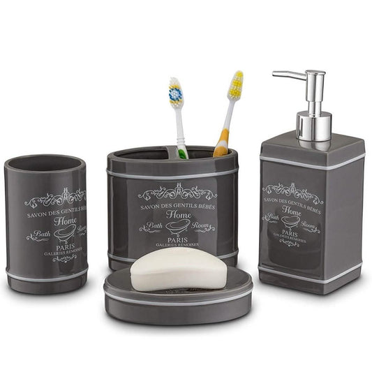 4 Piece Set: Home Basics Paris Collection Bathroom Accessories DailySale