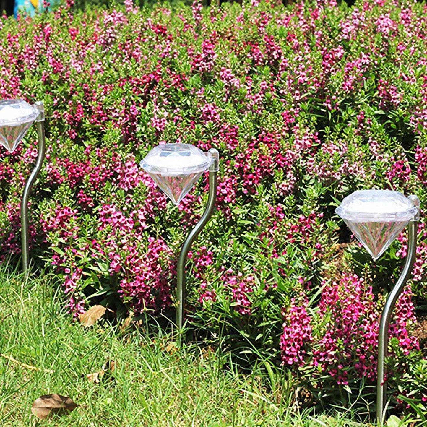 4-Piece: Solar Diamond LED Light Pathway Stake Decorative Lamp DailySale