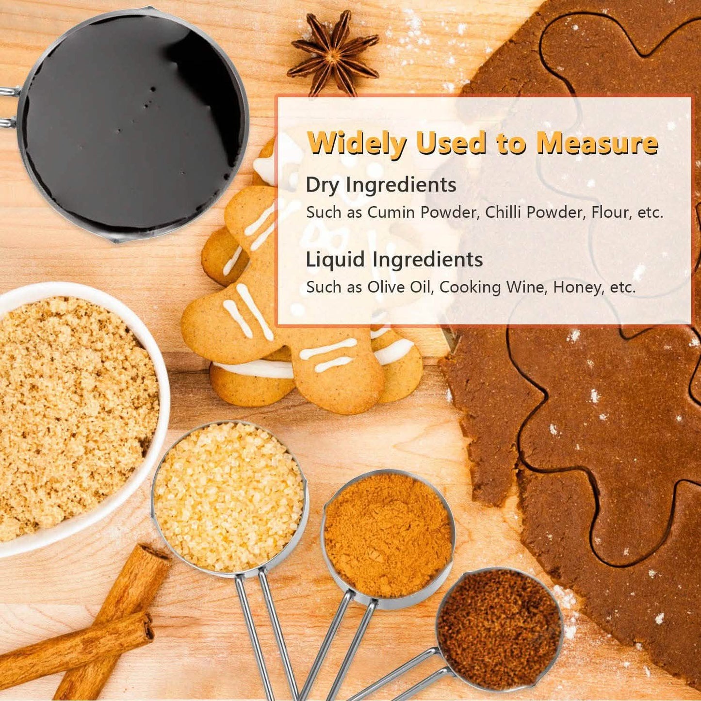 4-Piece: Stainless Steel Measuring Cups Stackable Kitchen Spoons Set DailySale
