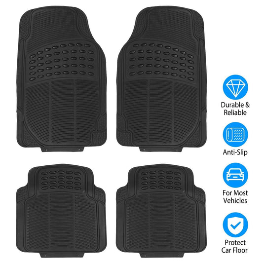 4-Pieces: Heavy Duty PVC Rubber Automotive Floor Mats with Trimmable Design DailySale