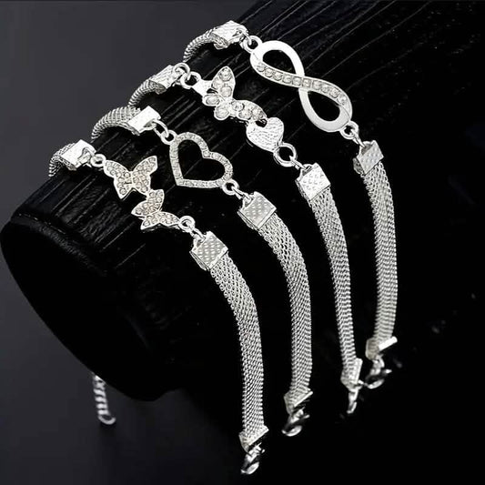 4-Pieces: Wide Edge Chain Anklets Set DailySale