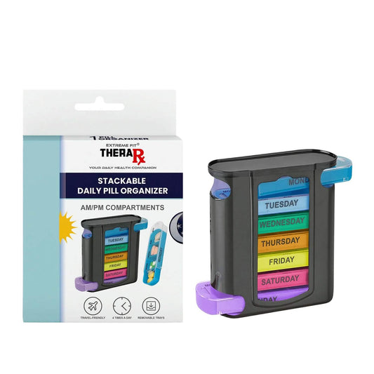 4 Times A Day, Black 7 Day Stackable Daily Pill And Medicine Organizer DailySale