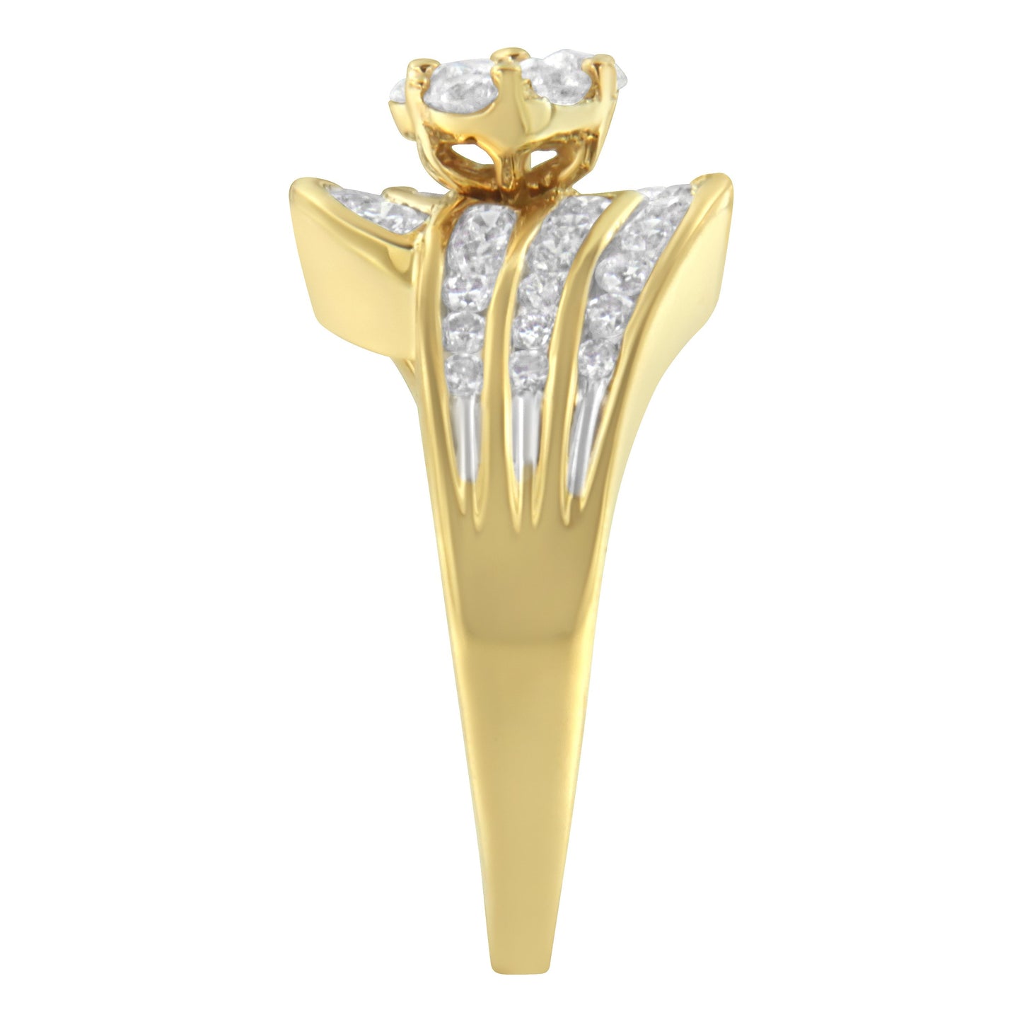 14K Yellow Gold Diamond Cocktail Bypass Ring (1 1/2 Cttw, H-I Color, SI2-I1 Clarity) - Size 7 Bids.com