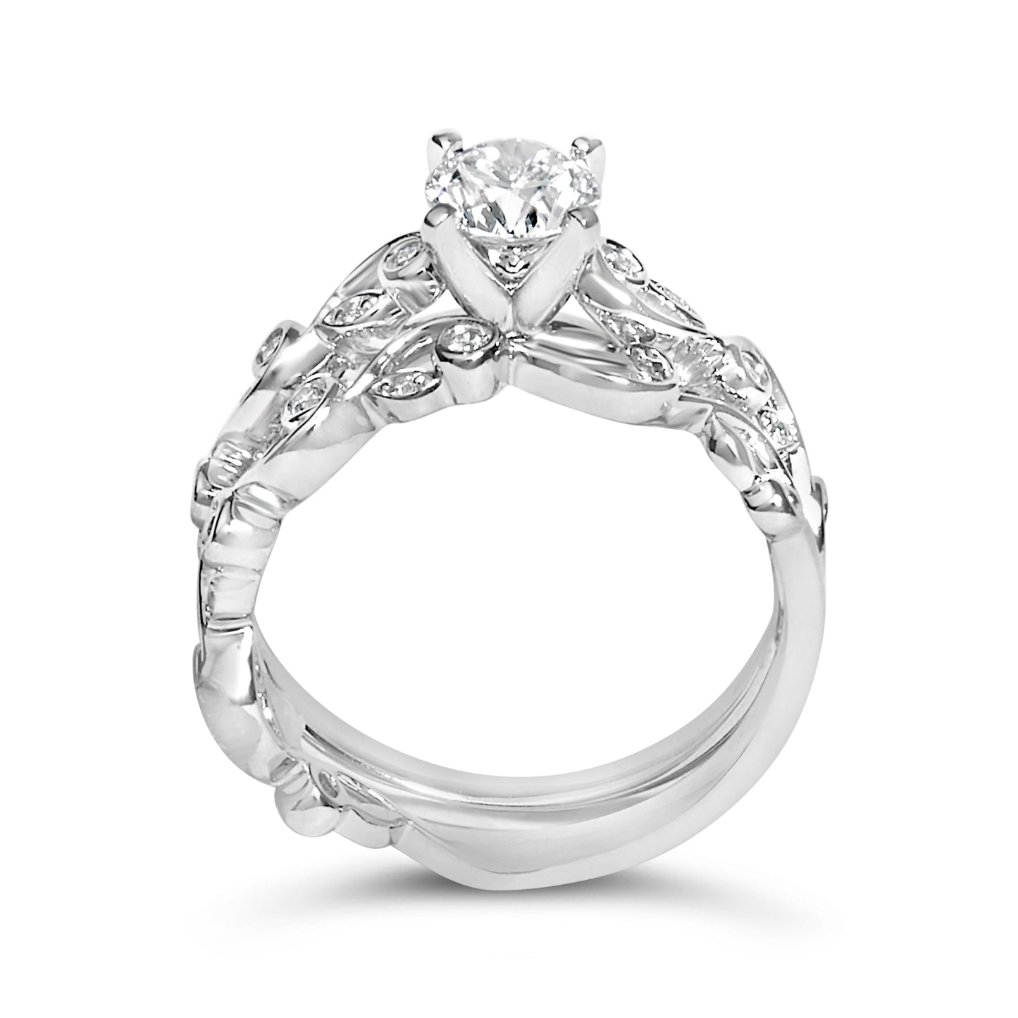 14K White Gold Lab Grown Diamond 1.0 Cttw Vintage Style Engagement Ring and Band Set - Ring Size 5 Bids.com