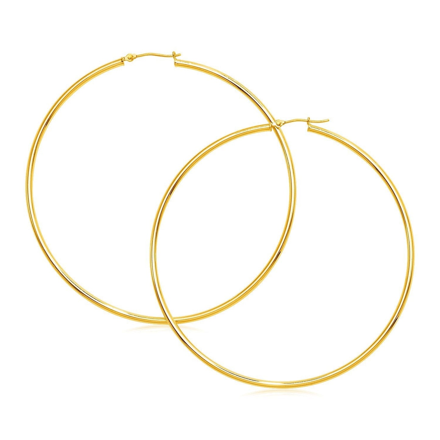 14k Yellow Gold Large Polished Hoop Earrings Bids.com