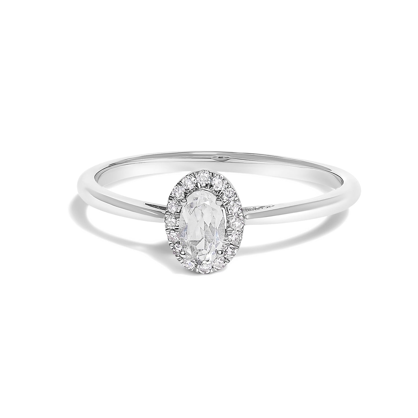 10K White Gold 5X3MM Oval Purple Amethyst and Diamond Accent Halo Ring (I-J Color, I1-I2 Clarity) - Ring Size 6.5 Bids.com