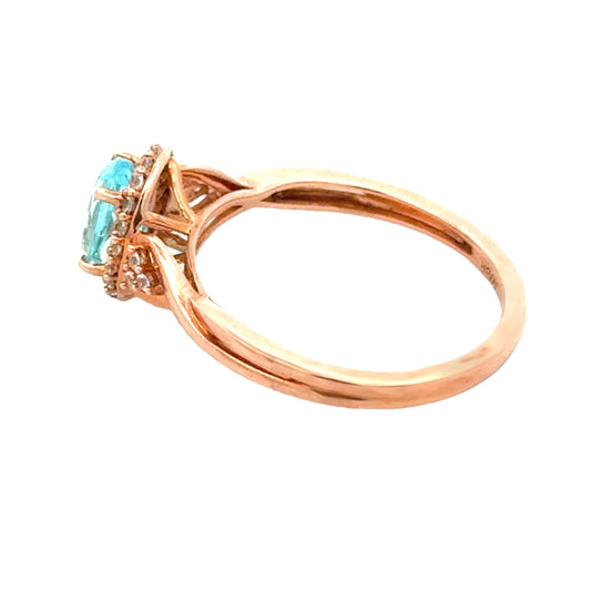 Created Aquamarine Created Sapphire Ring 10KT Rose Gold Bids.com