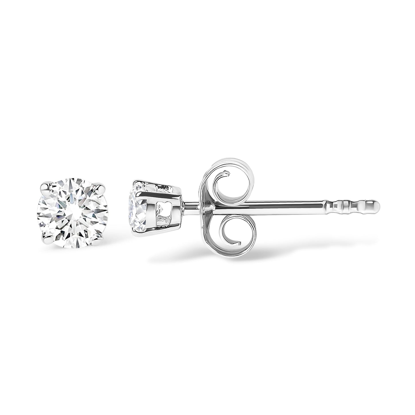 .925 Sterling Silver 1/5 Cttw Round Lab Grown Diamond Classic 4-Prong Solitaire Stud Earrings (F-G Color, VS1-VS2 Clarity) Bids.com