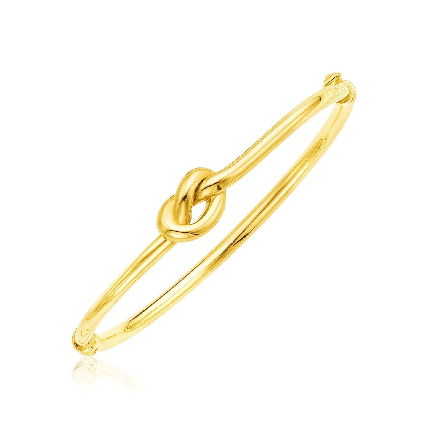 14k Yellow Gold Bangle Bracelet with Polished Knot Bids.com