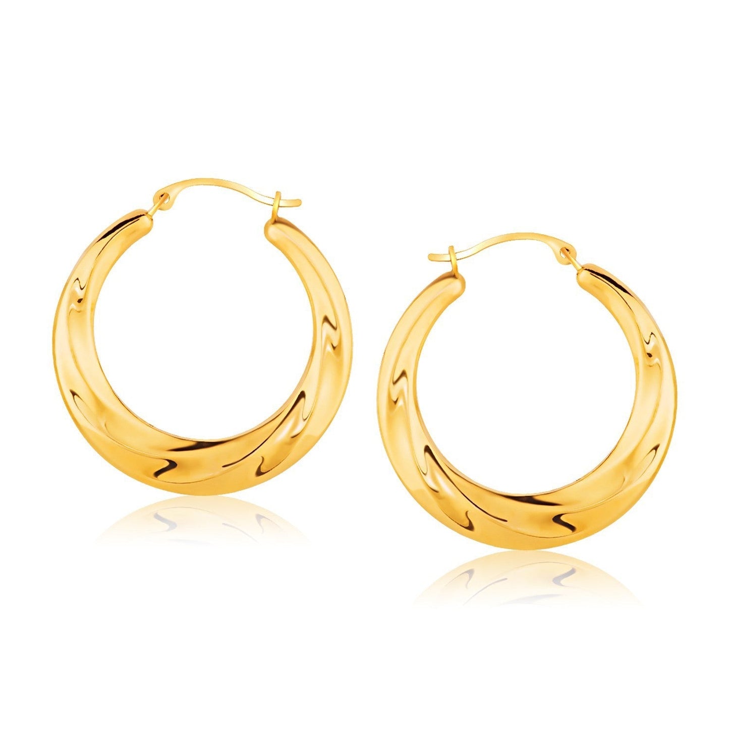 14k Yellow Gold Graduated Textured Hoop Earrings (1 inch Diameter) Bids.com