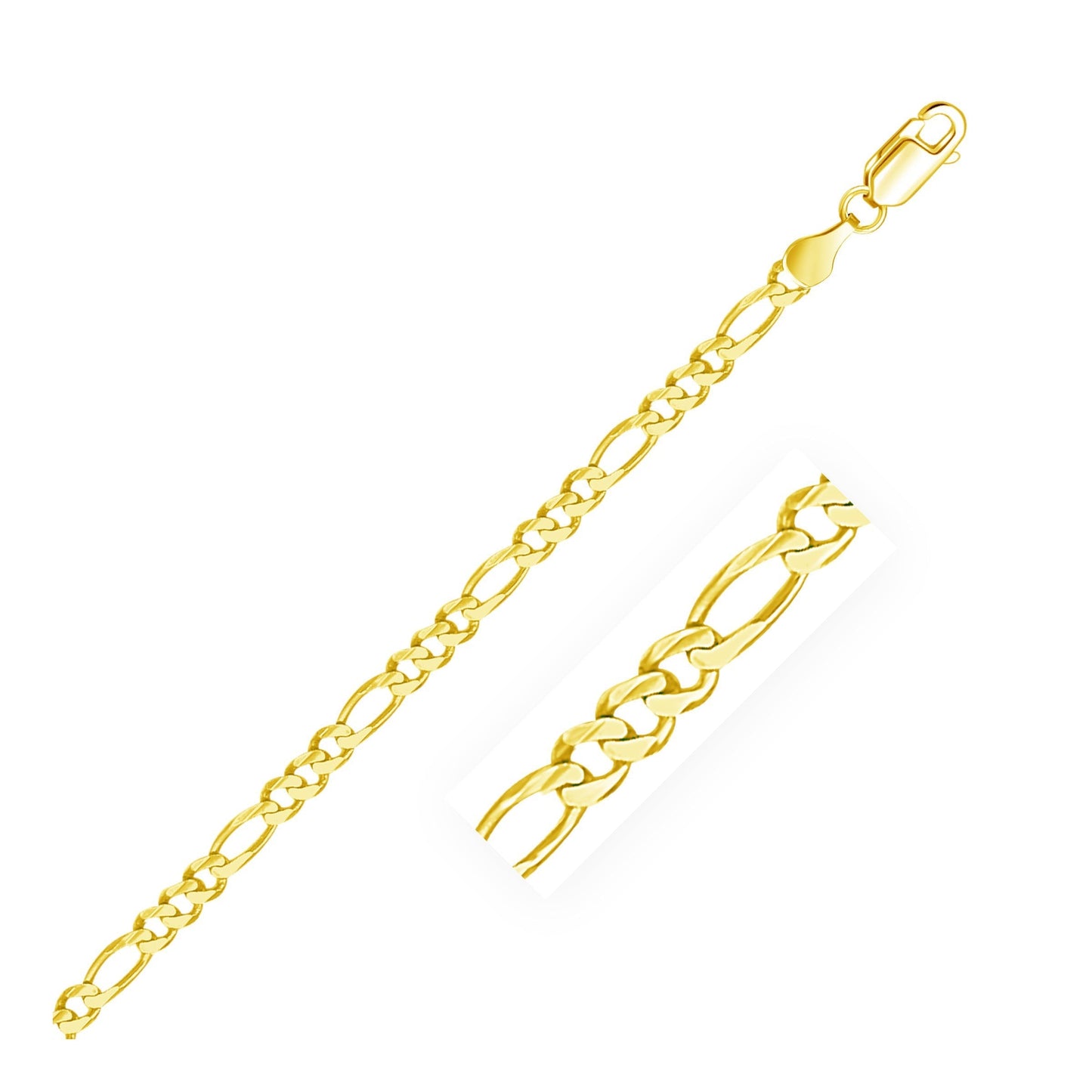 3.8mm 14k Yellow Gold Solid Figaro Bracelet Bids.com