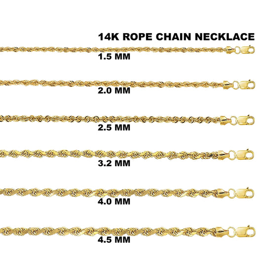 14K Yellow Gold Rope Diamond Cut Chain Necklace DailySale