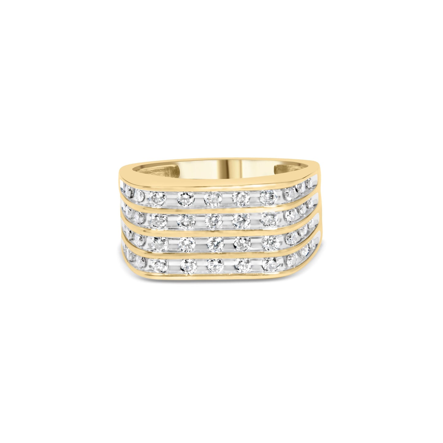 10K Yellow Gold 1.00 Cttw Diamond Multi Row Mens Ring Band Bids.com
