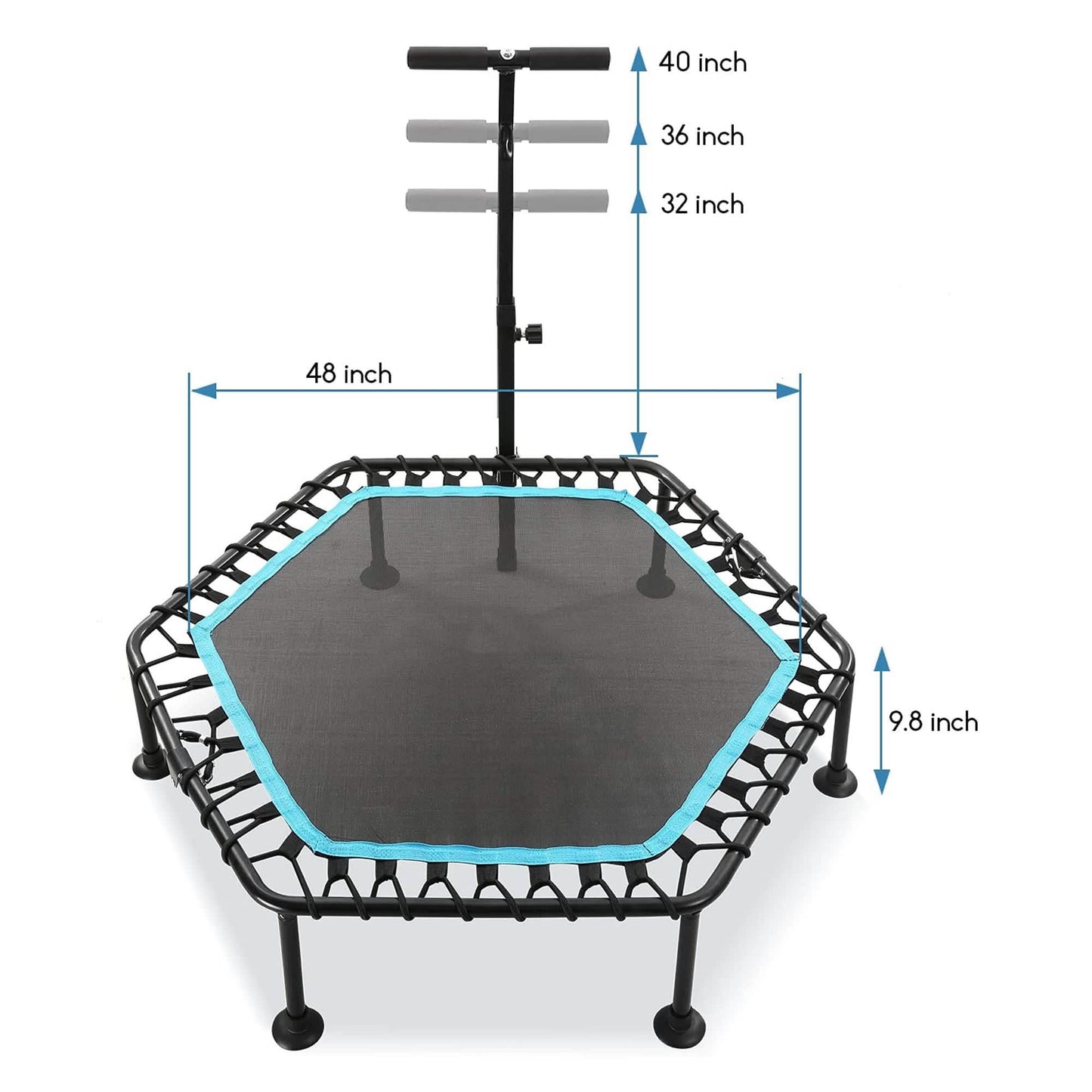 50" Mini Fitness Rebounder Spring-Less Indoor 3-Level Adjustable Foam Handle DailySale